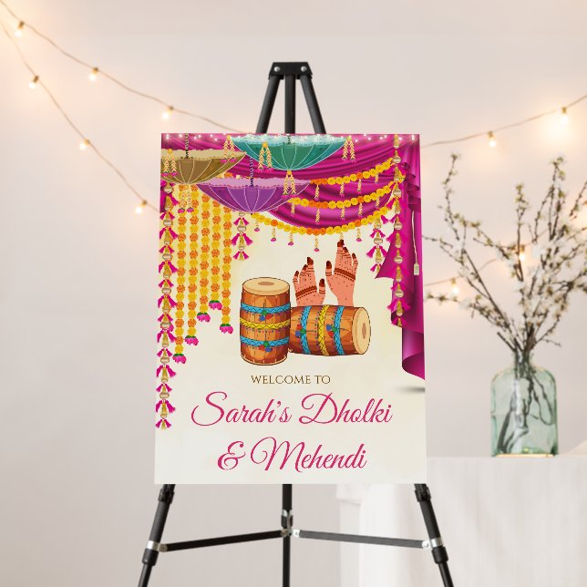 Mendhi welcome Sign Dholki decorations Dholki Sign (In Situ (Stand))