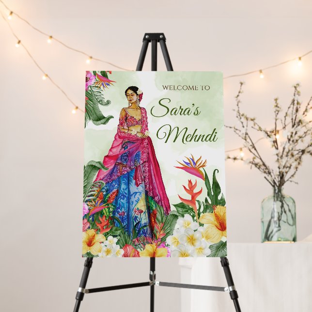 Mendhi Welcome sign & Welcome to Mehendi decor (In Situ (Stand))