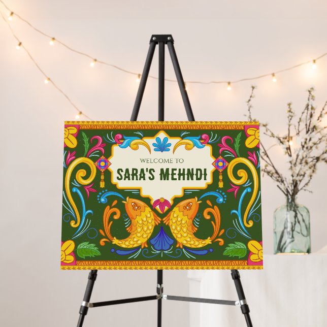 Mendhi welcome Sign & Welcome to Mehndi signs (In Situ (Stand))