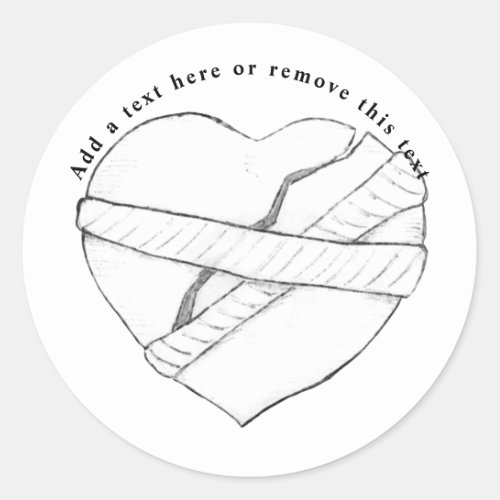 Mending a Broken Heart Sketch Classic Round Sticker