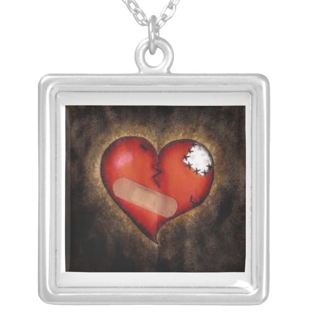 MENDING HEART SILVER PLATED NECKLACE (Front)