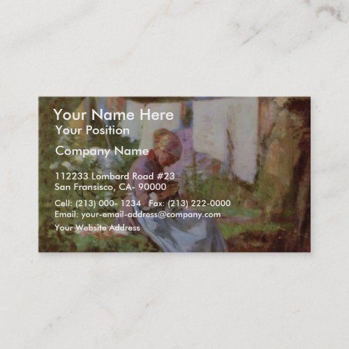 Mending Old Woman By Grigorescu Nicolae Business Card