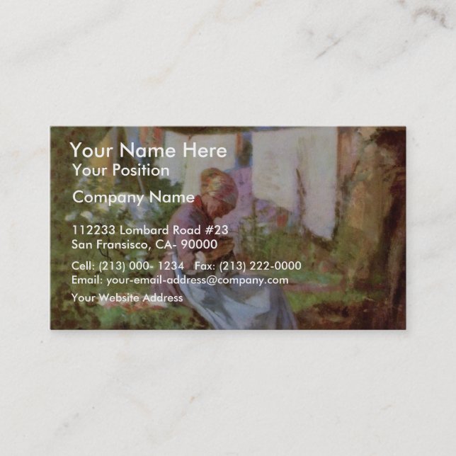 Mending Old Woman By Grigorescu Nicolae Business Card (Front)