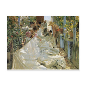 Mending the Sail -  Joaquín Sorolla y Bastida Postcard