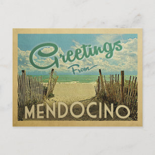 Mendocino Beach Vintage Travel Postcard