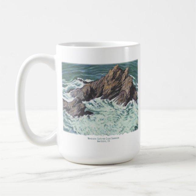 Mendocino California Coast Seascape;   Coffee Mug (Left)