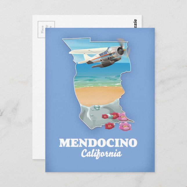 Mendocino California map Postcard (Front/Back)