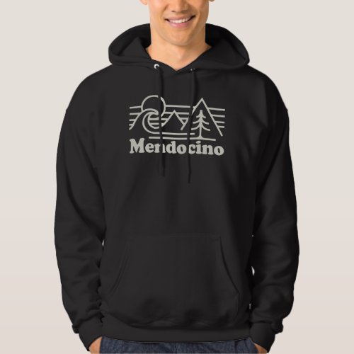 Mendocino California Retro Vintage Surfing Sunset  Hoodie