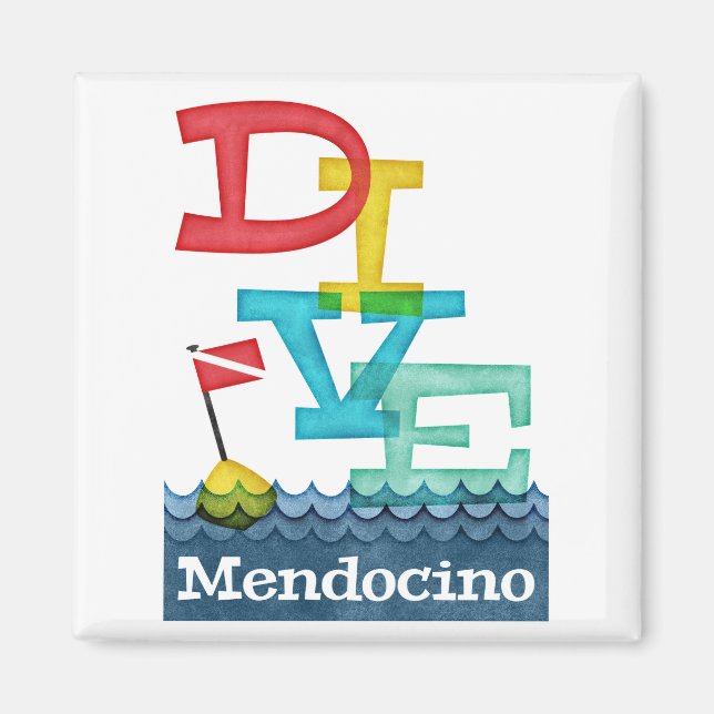 Mendocino Dive - Colorful Scuba Magnet (Front)