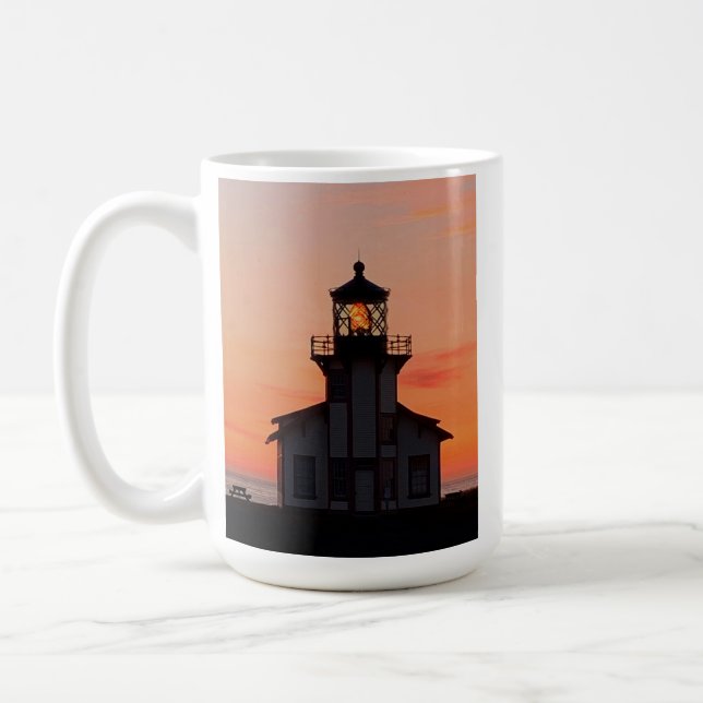 Mendocino Lighthouse Sunset Coffee Mug (Left)