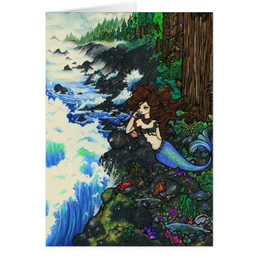 "Mendocino Mermaid" Fairy Fantasy Coast Card (Front)