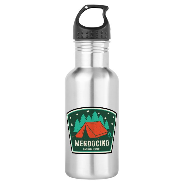 Mendocino National Forest Camping Stainless Steel Water Bottle (Front)