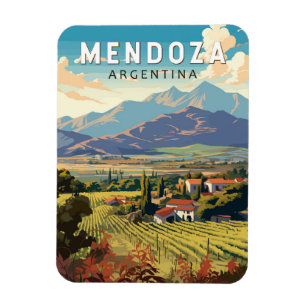 Mendoza Argentina Travel Art Vintage Magnet