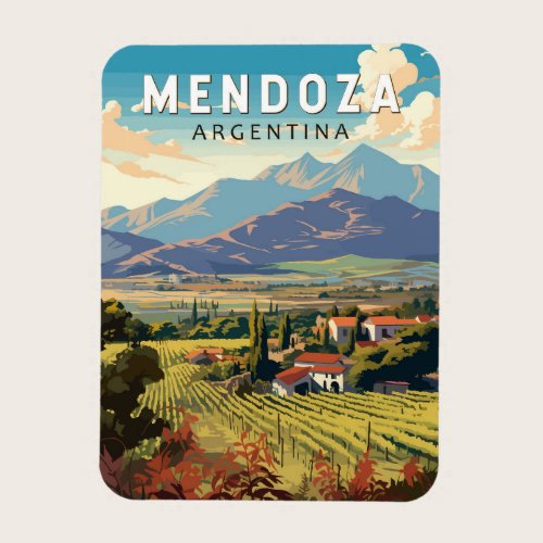Mendoza Argentina Travel Art Vintage Magnet