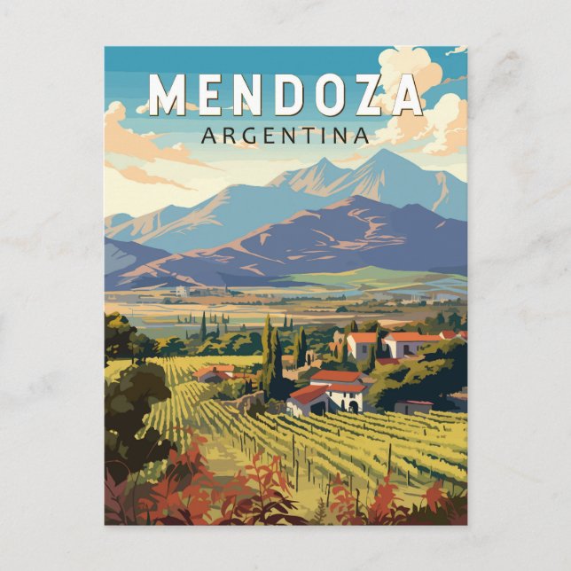 Mendoza Argentina Travel Art Vintage Postcard (Front)
