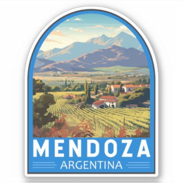 Mendoza Argentina Travel Art Vintage Sticker