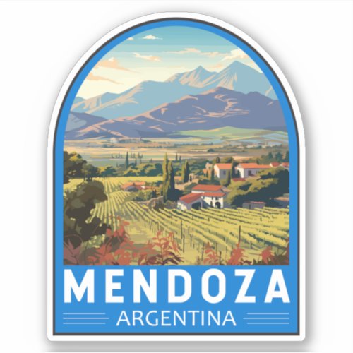 Mendoza Argentina Travel Art Vintage Sticker