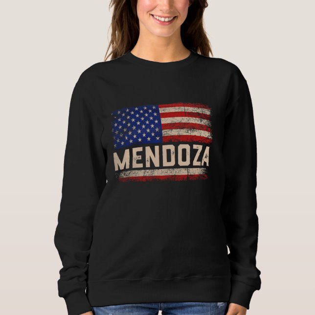 Mendoza Last Name Shirt Mendoza Name American Flag (Front)