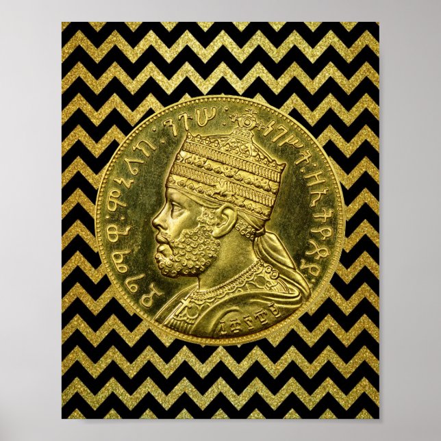 Menelik II Lion Rasta Solomon Jah Rastafari Poster (Front)