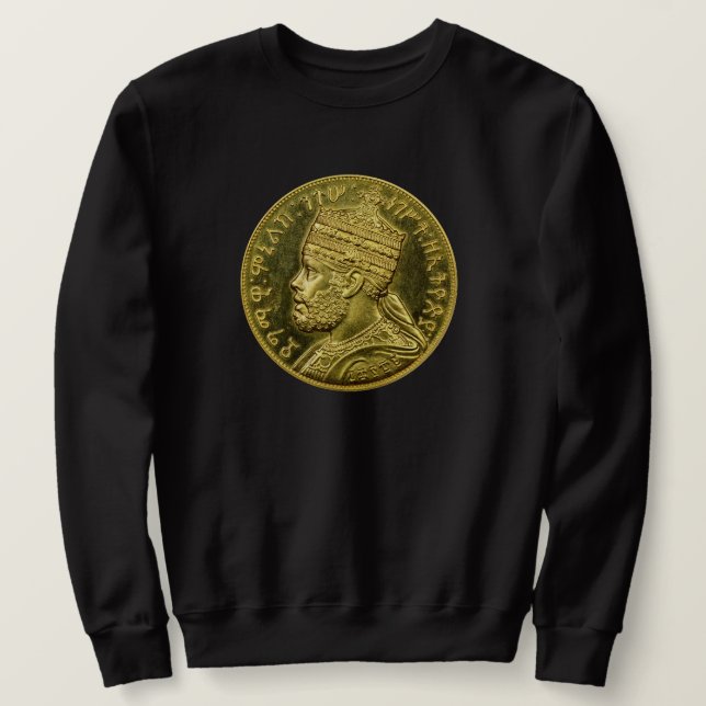 Menelik II Rastafari Emperor Rasta Roots Swedes Sweatshirt (Design Front)