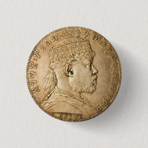 Menelik II Selassie I Jah Rastafari Reggae Rasta Button