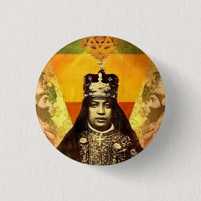 Menen Asfaw Haile Selassie HIM Jah Rastafari  Button (Front)