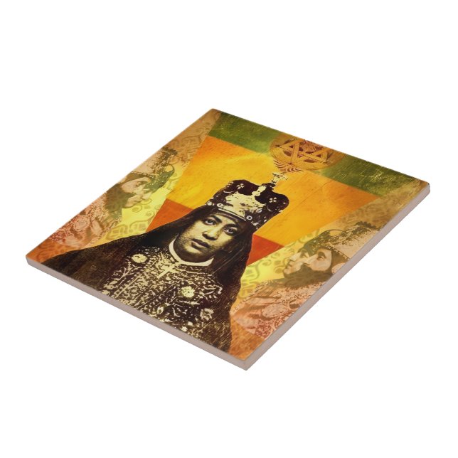 Menen Asfaw Haile Selassie HIM Jah Rastafari  Ceramic Tile (Side)