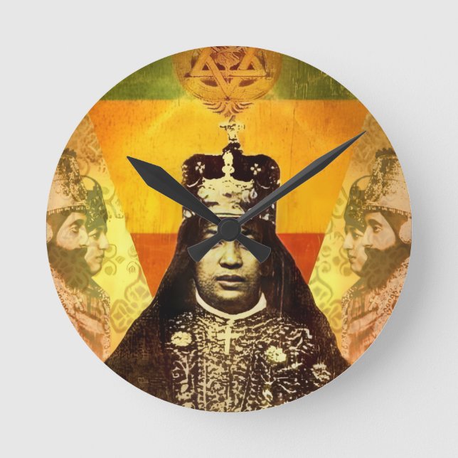 Menen Asfaw Haile Selassie HIM Jah Rastafari  Round Clock (Front)