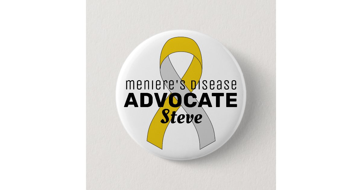 Meniere's Disease Advocate Ribbon White Button | Zazzle