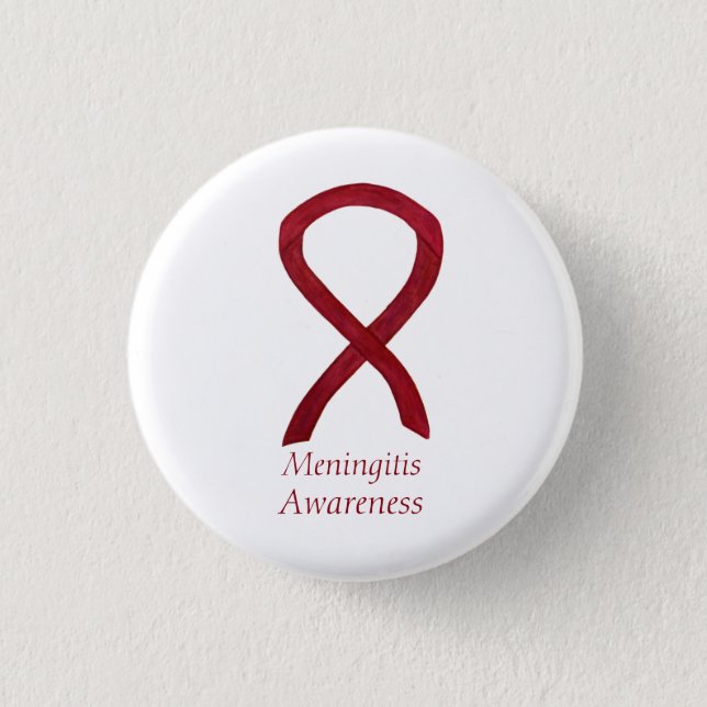 Meningitis Awareness Ribbon Custom Art Pins (Front)