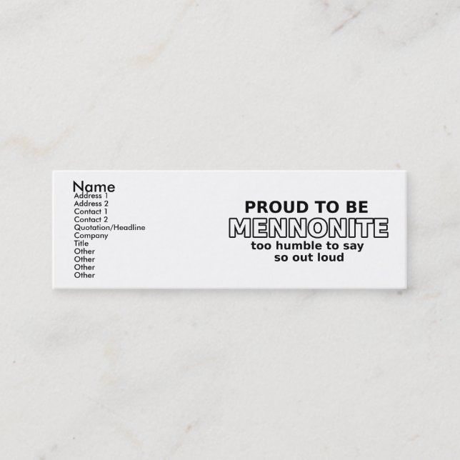 Mennonite Pride Funny Profile Card Humor (Front)