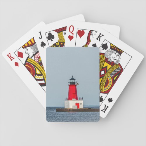 Menominee Lighthouse on Lake Michigan Bicycle Play Playing Cards