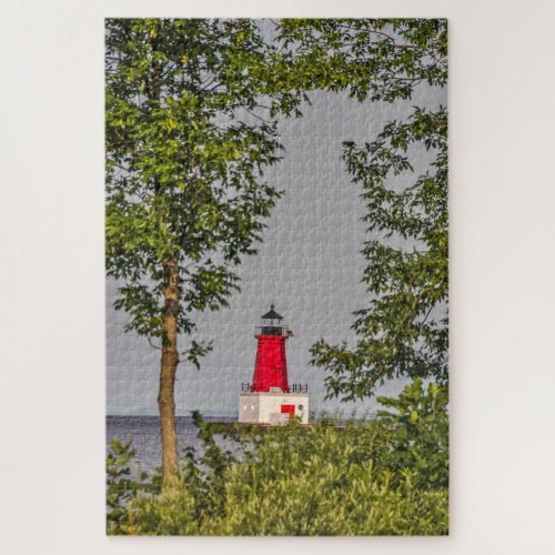 Menominee Lighthouse on Lake Michigan Jigsaw Puzzle