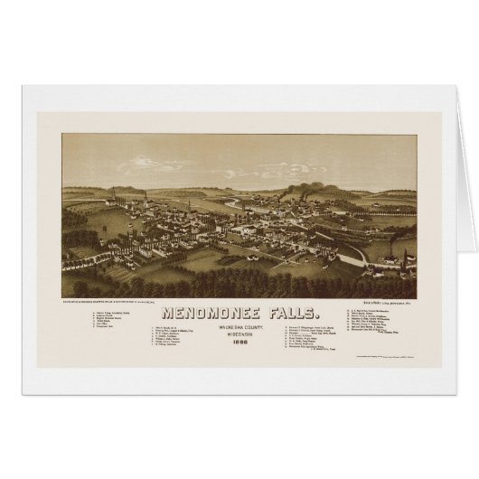 Menomonee Falls, WI Panoramic Map - 1886 Cards (Front Horizontal)