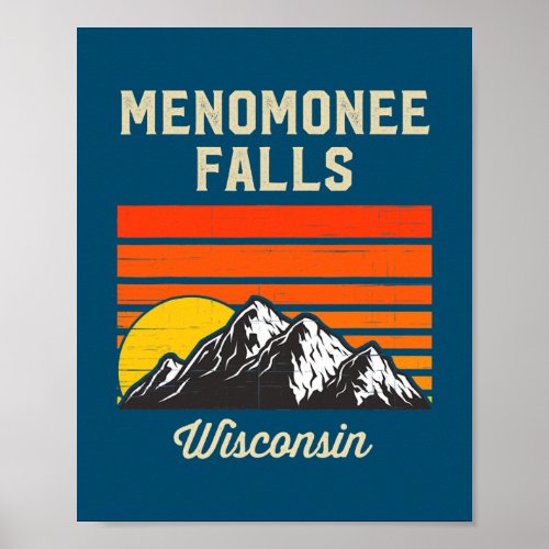 Menomonee Falls Wisconsin Retro City State USA  Poster