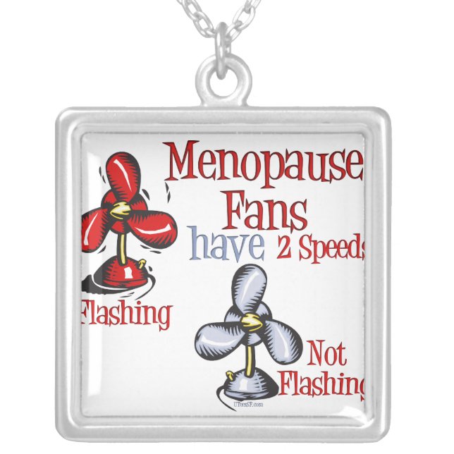 Menopause Fan Silver Plated Necklace (Front)