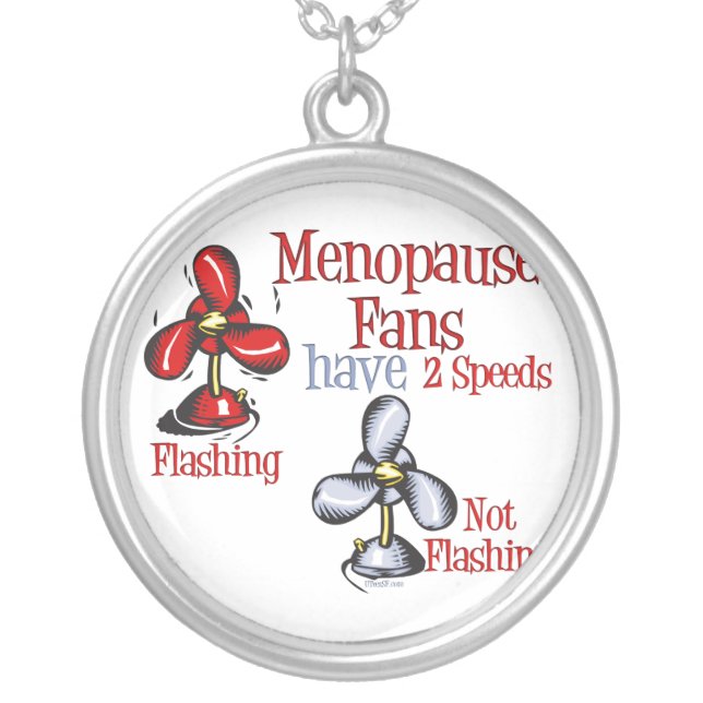 Menopause Fan Silver Plated Necklace (Front)