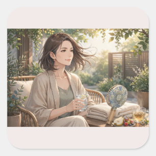 Menopause Garden Woman Sticker – Peaceful Sunlit 