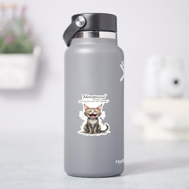 Menopause Humor Stressed Angry Cat Sticker (HydroFlask)