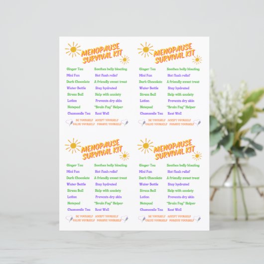 Menopause Survival Kit Printable (Standing Front)