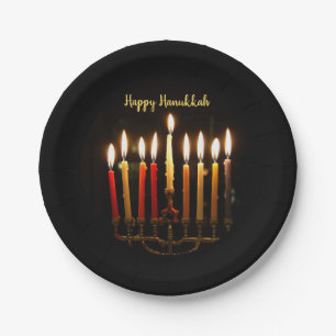 Menorah and Candles Hanukkah Lights Paper Plates