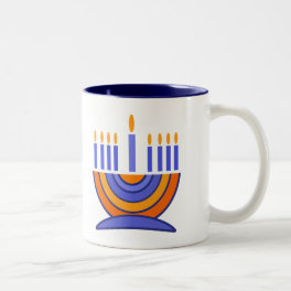 Menorah and Dreidels Hanukkah Gift Two-Tone Coffee Mug