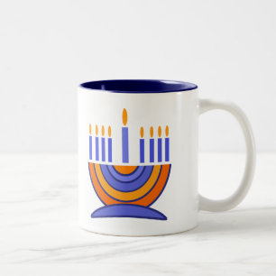 Menorah and Dreidels Hanukkah Gift Two-Tone Coffee Mug