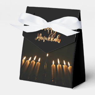 Menorah and Faux Gold Script Happy Hanukkah Favor Boxes