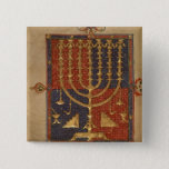 Menorah and other vessels of the temple pinback button<br><div class="desc">Spanish School's Add Ms 15250 f.3v Menorah and other vessels of the temple, from the ' Duke of Sussex Spanish Bible', Catalonia located at the British Library, London, UK. The Add Ms 15250 f.3v Menorah and other vessels of the temple, from the ' Duke of Sussex Spanish Bible', Catalonia was...</div>