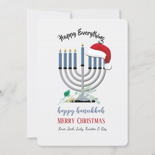 Menorah and Santa Hat Holiday Card