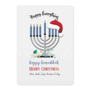 Menorah and Santa Hat Holiday Card