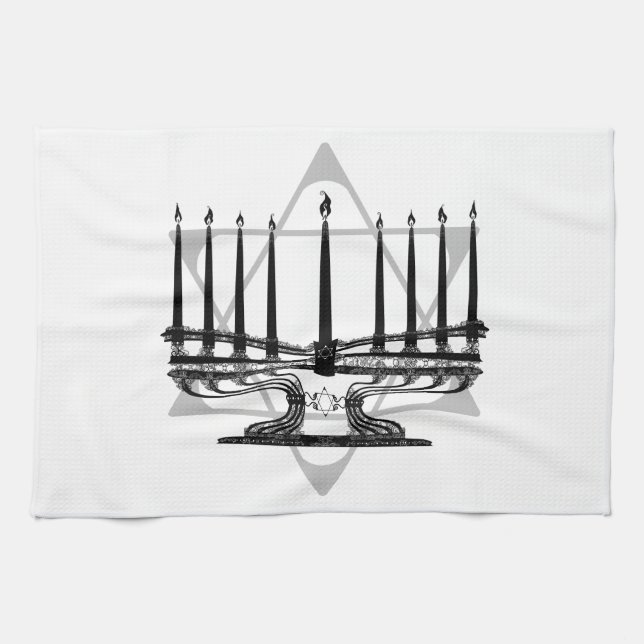 Menorah and Star I Kitchen Towel (Horizontal)