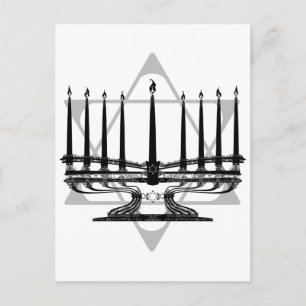 Menorah and Star Postcard