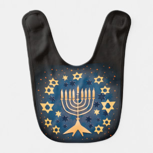Menorah and Stars Baby Bib